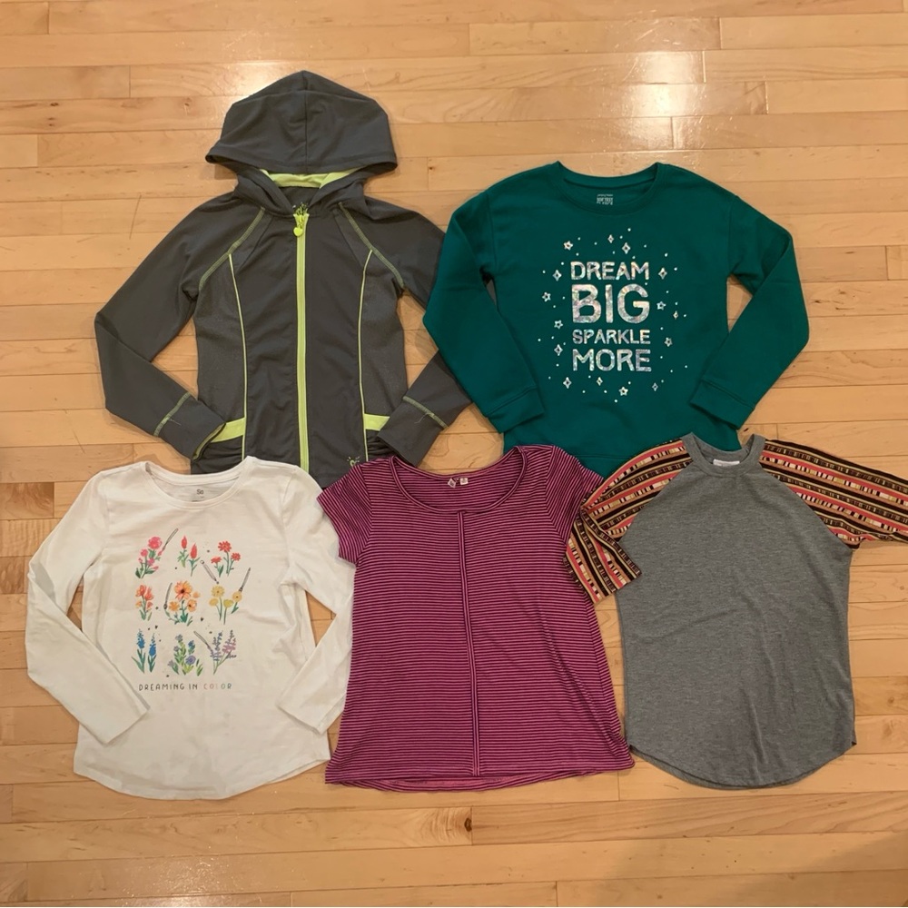 Little girls size 8 long sleeve shirts and sweatshirts set